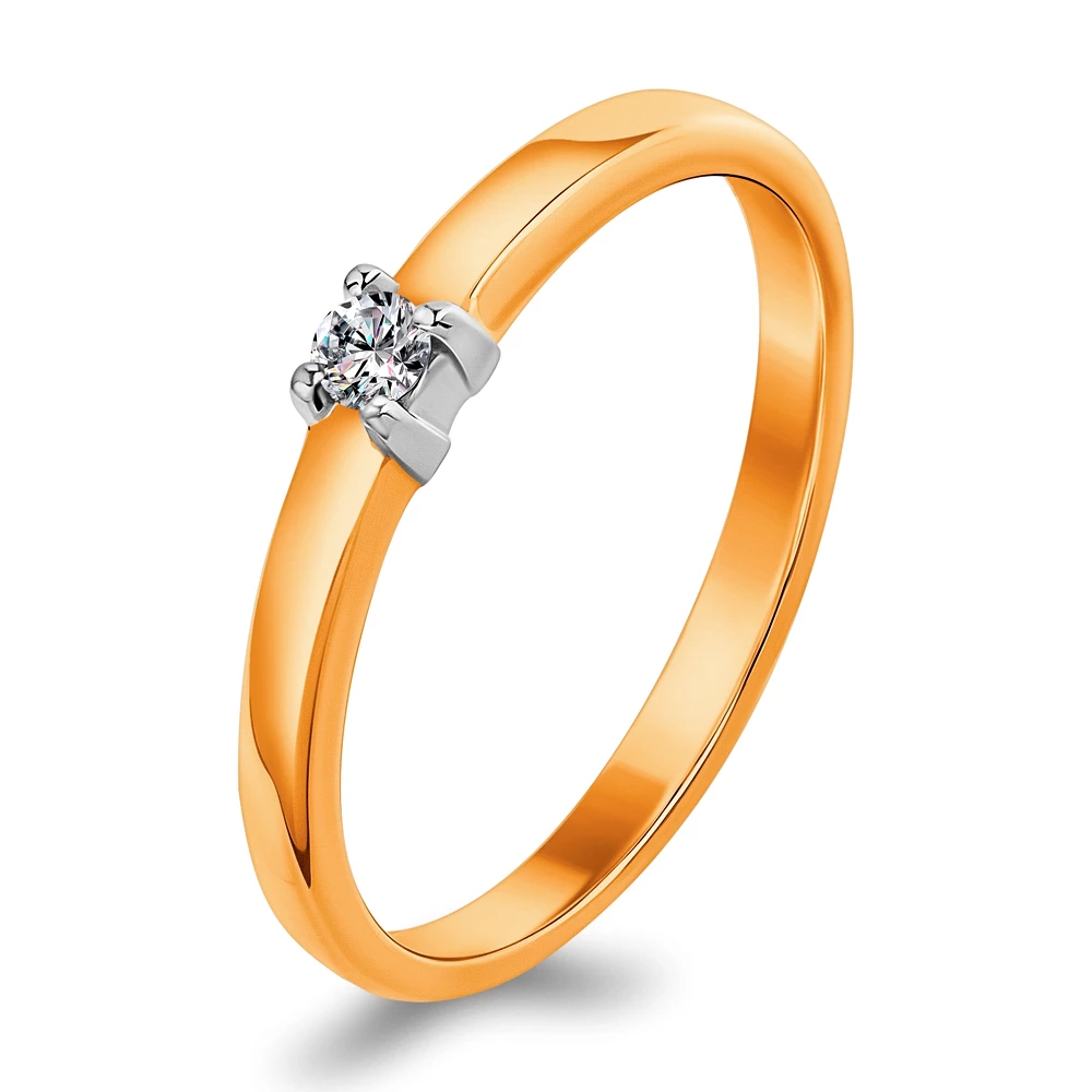 Кольцо с бриллиантом из красного золота 585 пробы