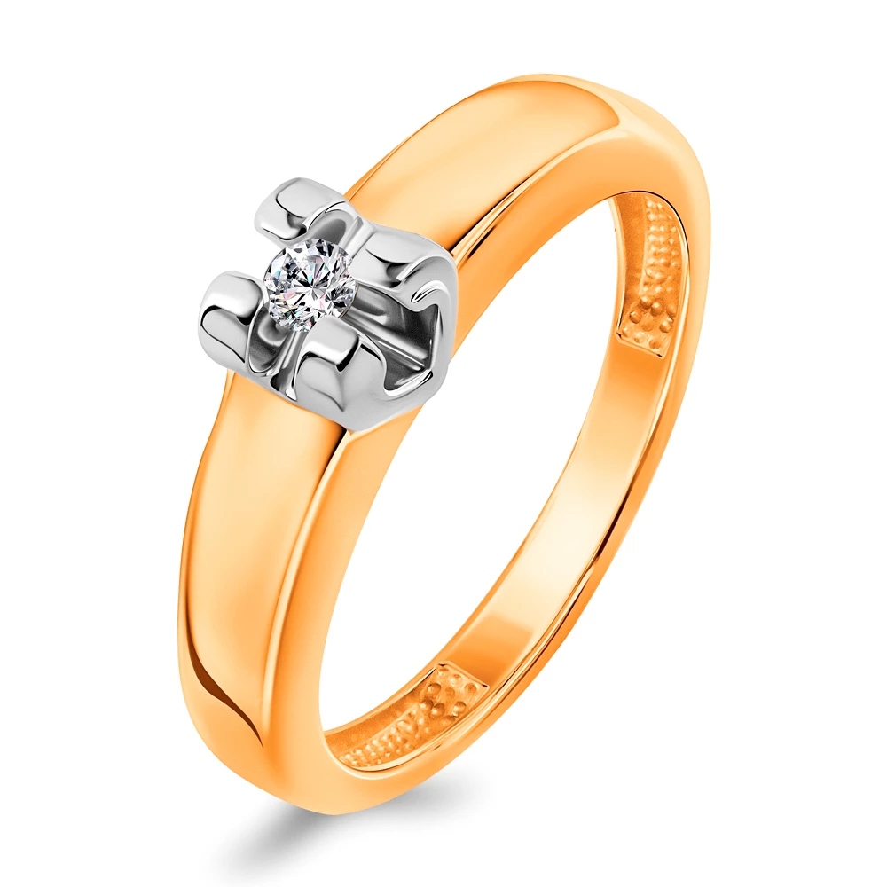 Кольцо с бриллиантом из красного золота 585 пробы