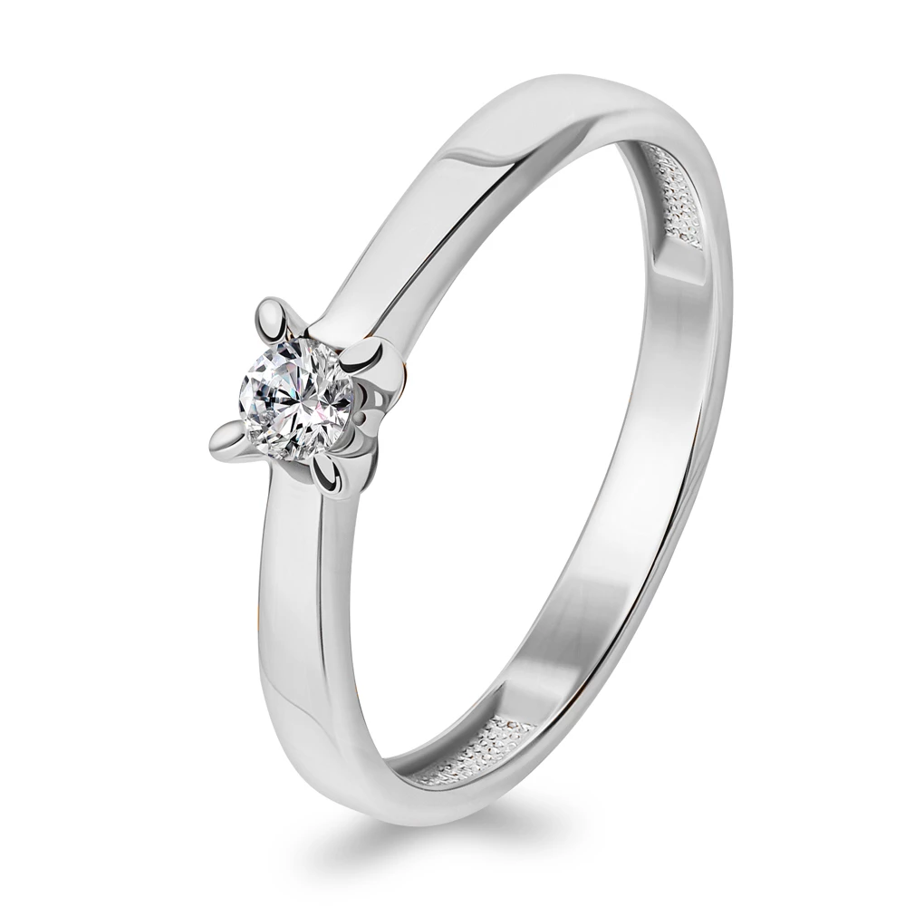 Кольцо с бриллиантом из белого золота 585 пробы