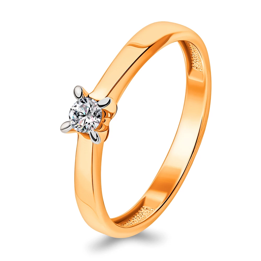 Кольцо с бриллиантом из красного золота 585 пробы