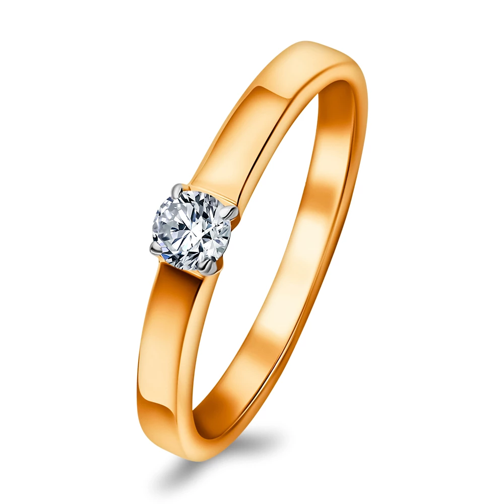 Кольцо с бриллиантом из красного золота 585 пробы