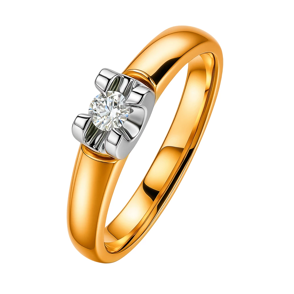 Кольцо с бриллиантом из красного золота 585 пробы