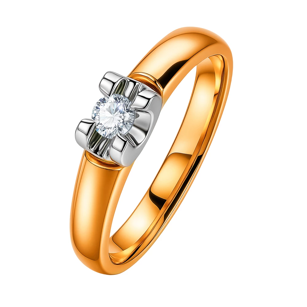 Кольцо с бриллиантом из красного золота 585 пробы