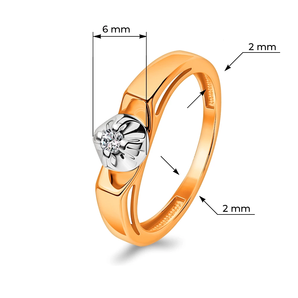 Кольцо с бриллиантом из красного золота 585 пробы