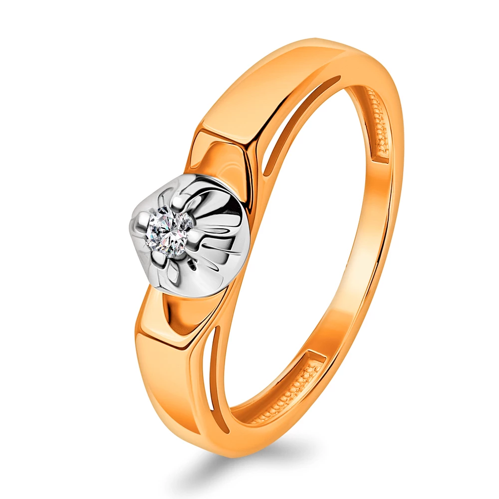 Кольцо с бриллиантом из красного золота 585 пробы