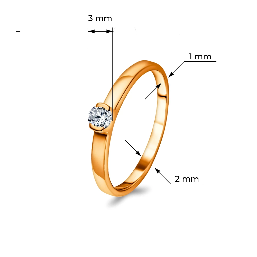 Кольцо с бриллиантом из красного золота 585 пробы