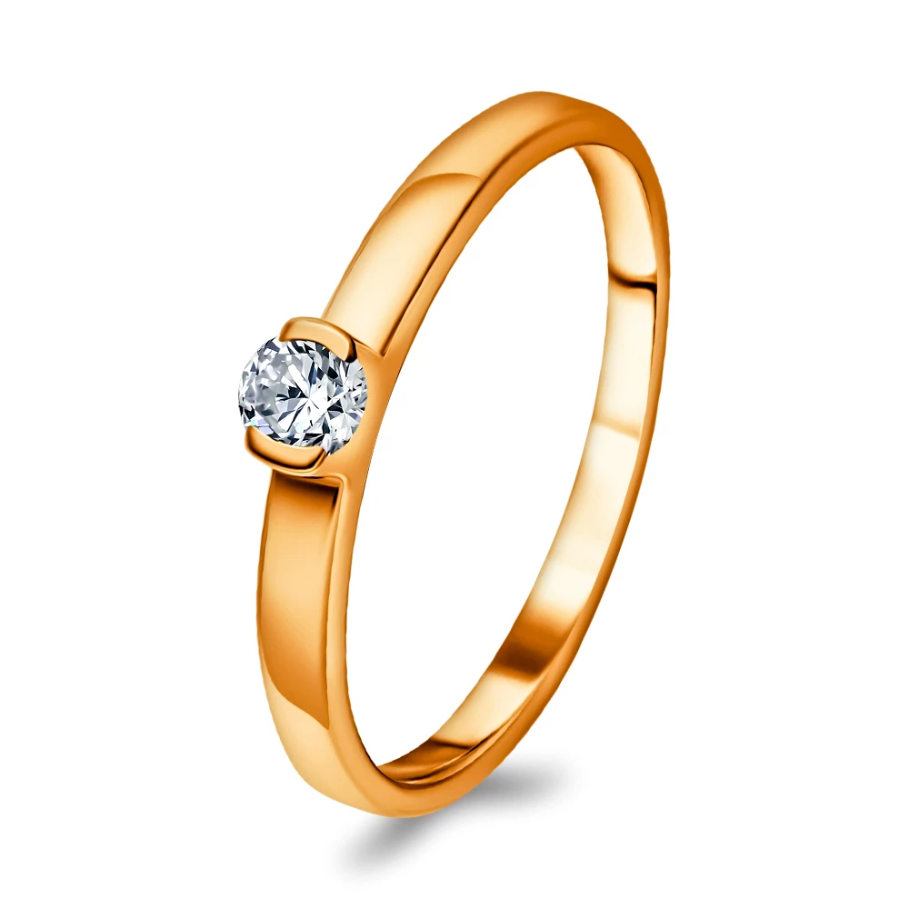 Кольцо с бриллиантом из красного золота 585 пробы