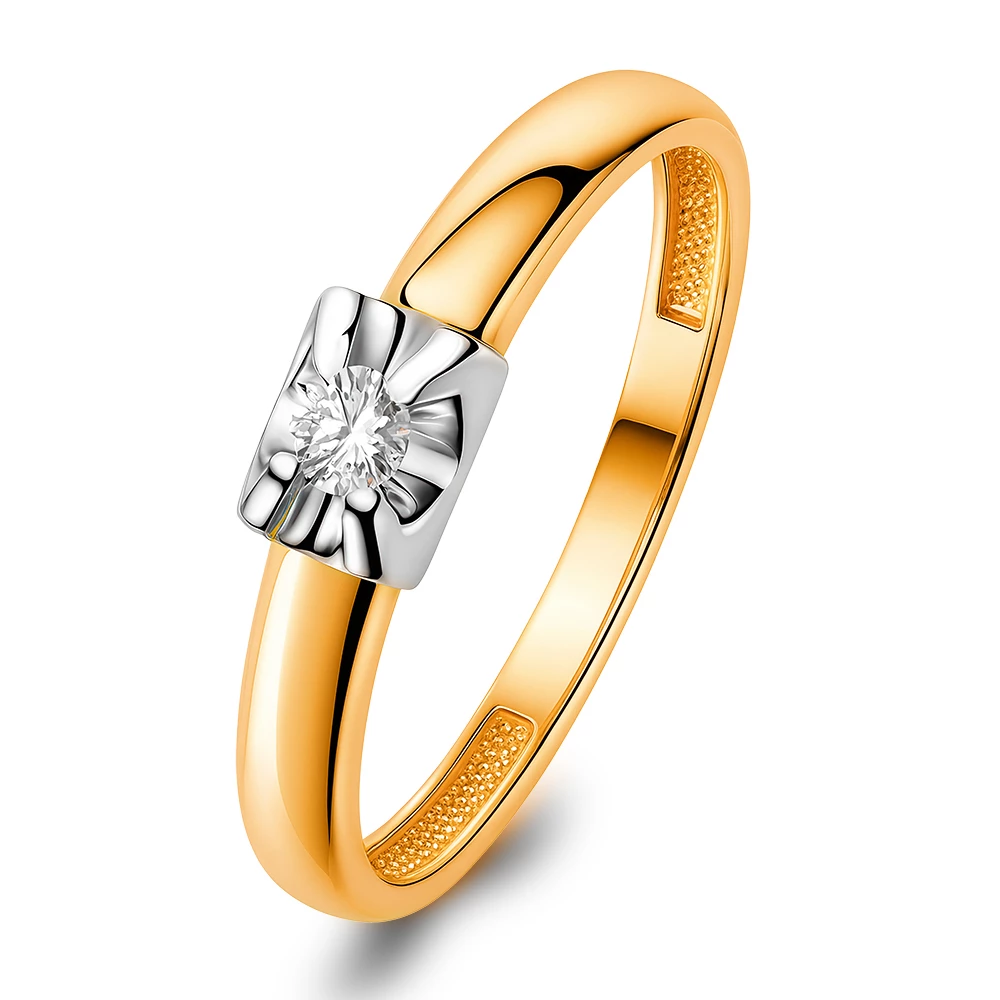 Кольцо с бриллиантом из красного золота 585 пробы