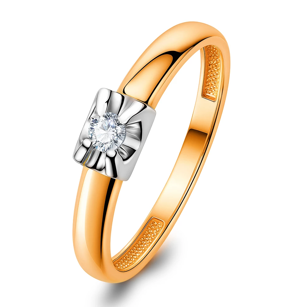 Кольцо с бриллиантом из красного золота 585 пробы