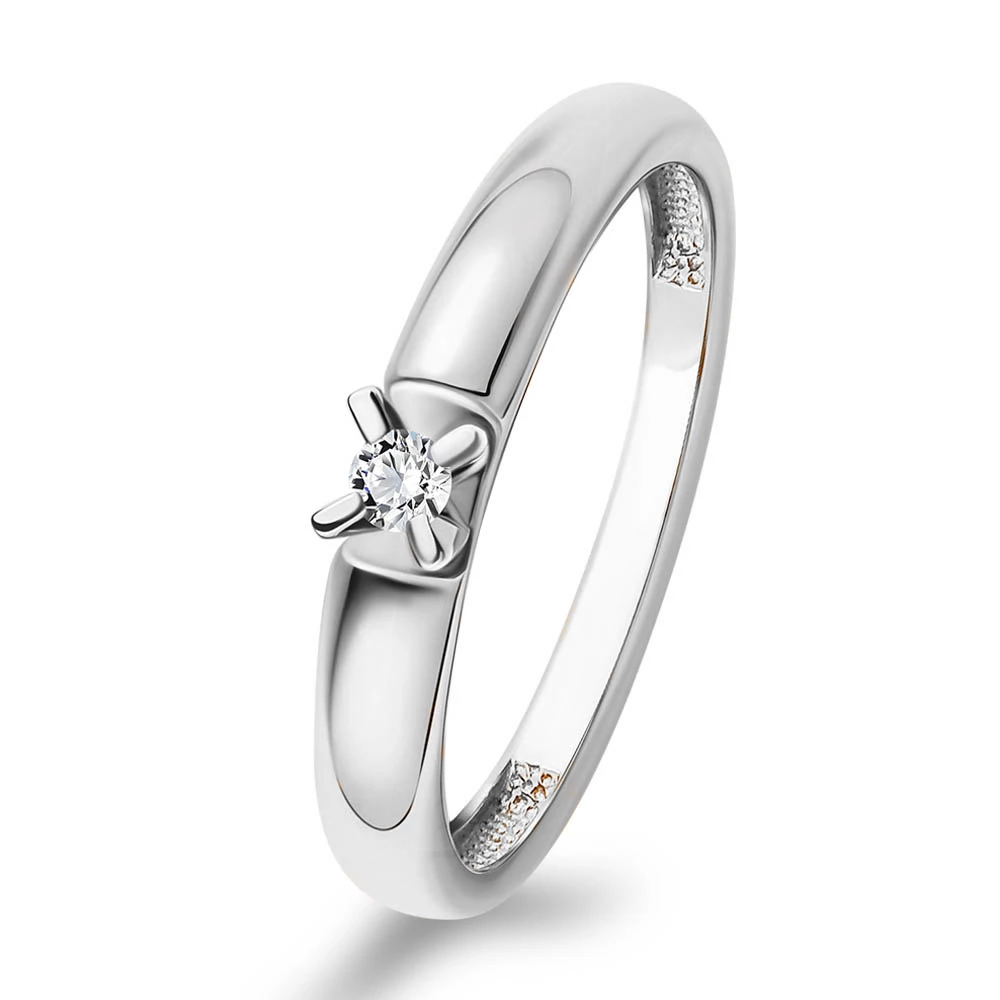 Кольцо с бриллиантом из белого золота 585 пробы