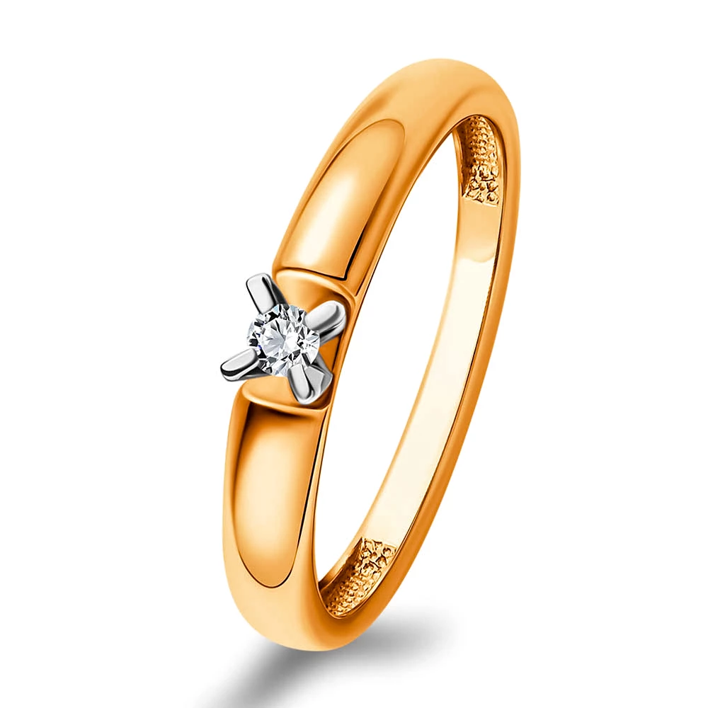 Кольцо с бриллиантом из красного золота 585 пробы