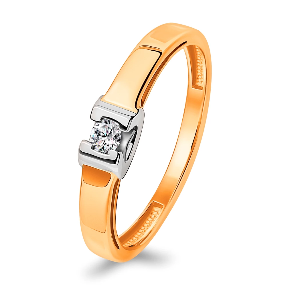 Кольцо с бриллиантом из красного золота 585 пробы