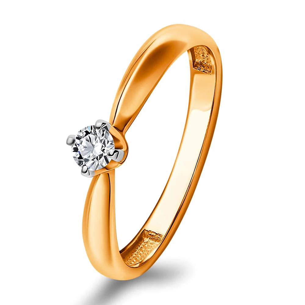 Кольцо с бриллиантом из красного золота 585 пробы