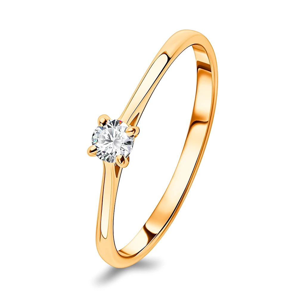 Кольцо с бриллиантом из красного золота 585 пробы