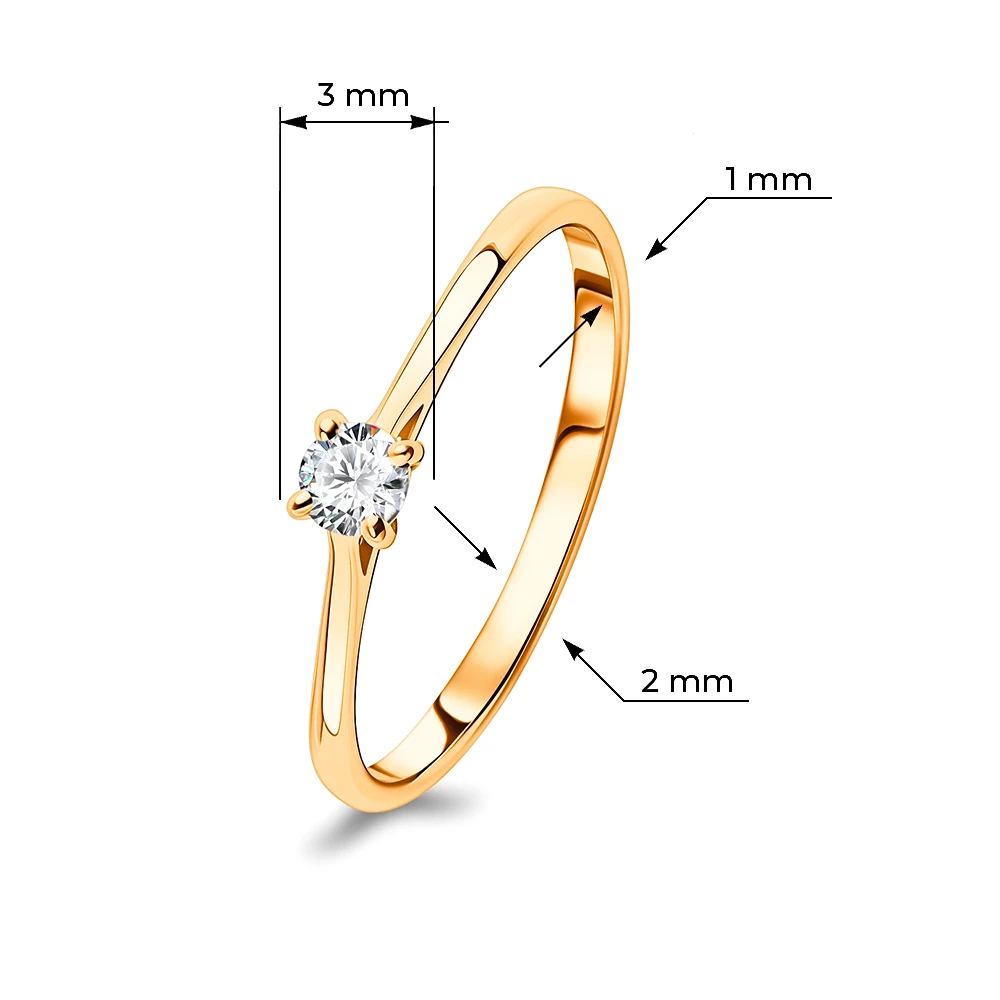 Кольцо с бриллиантом из красного золота 585 пробы