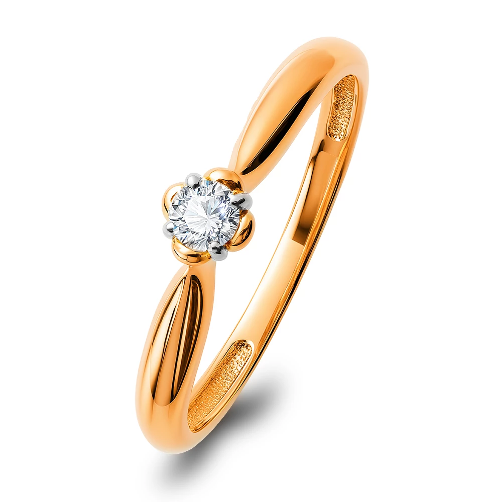 Кольцо с бриллиантом из красного золота 585 пробы Кольцо с бриллиантом из красного золота 585 пробы