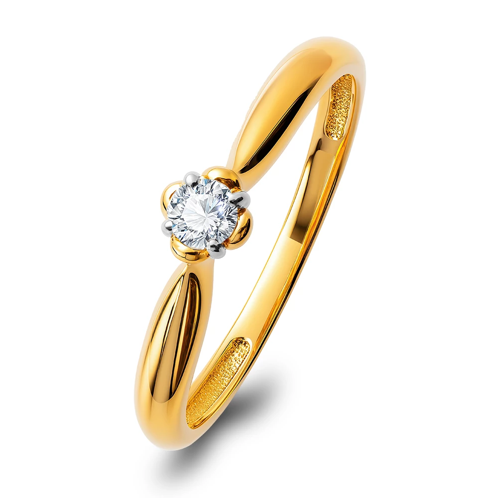 Кольцо с бриллиантом из красного золота 585 пробы