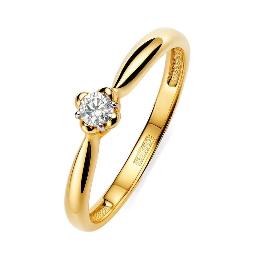 Кольцо с бриллиантом из красного золота 585 пробы