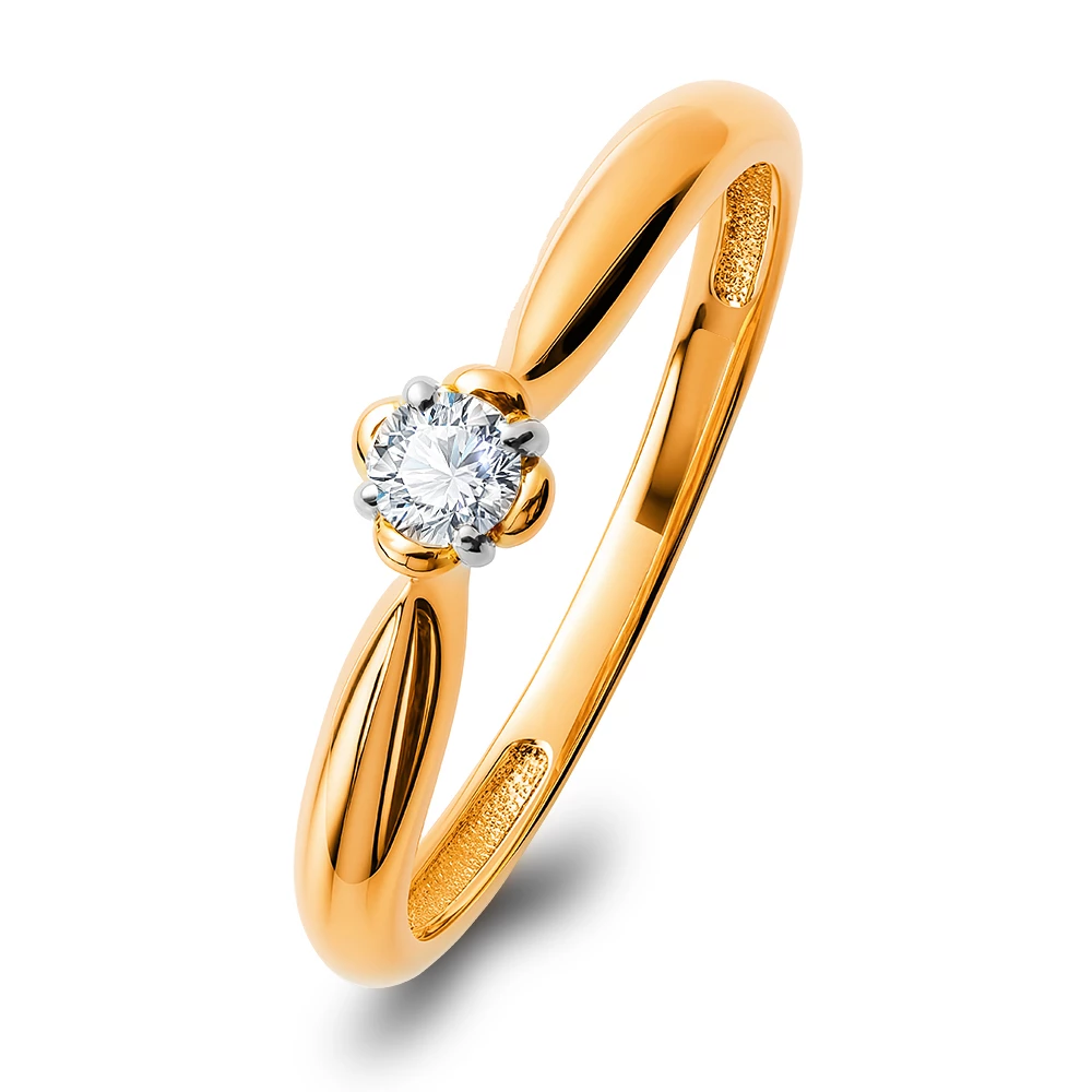 Кольцо с бриллиантом из красного золота 585 пробы