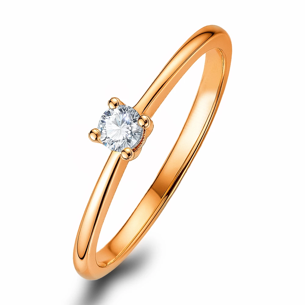 Кольцо с бриллиантом из красного золота 585 пробы