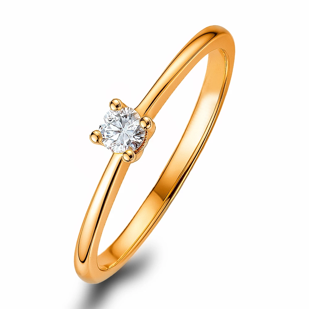 Кольцо с бриллиантом из красного золота 585 пробы