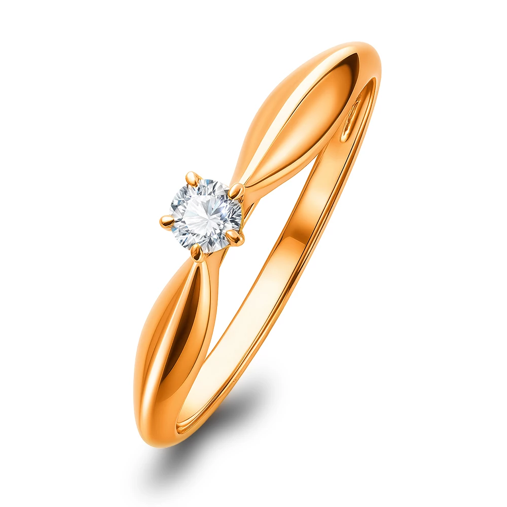 Кольцо с бриллиантом из красного золота 585 пробы