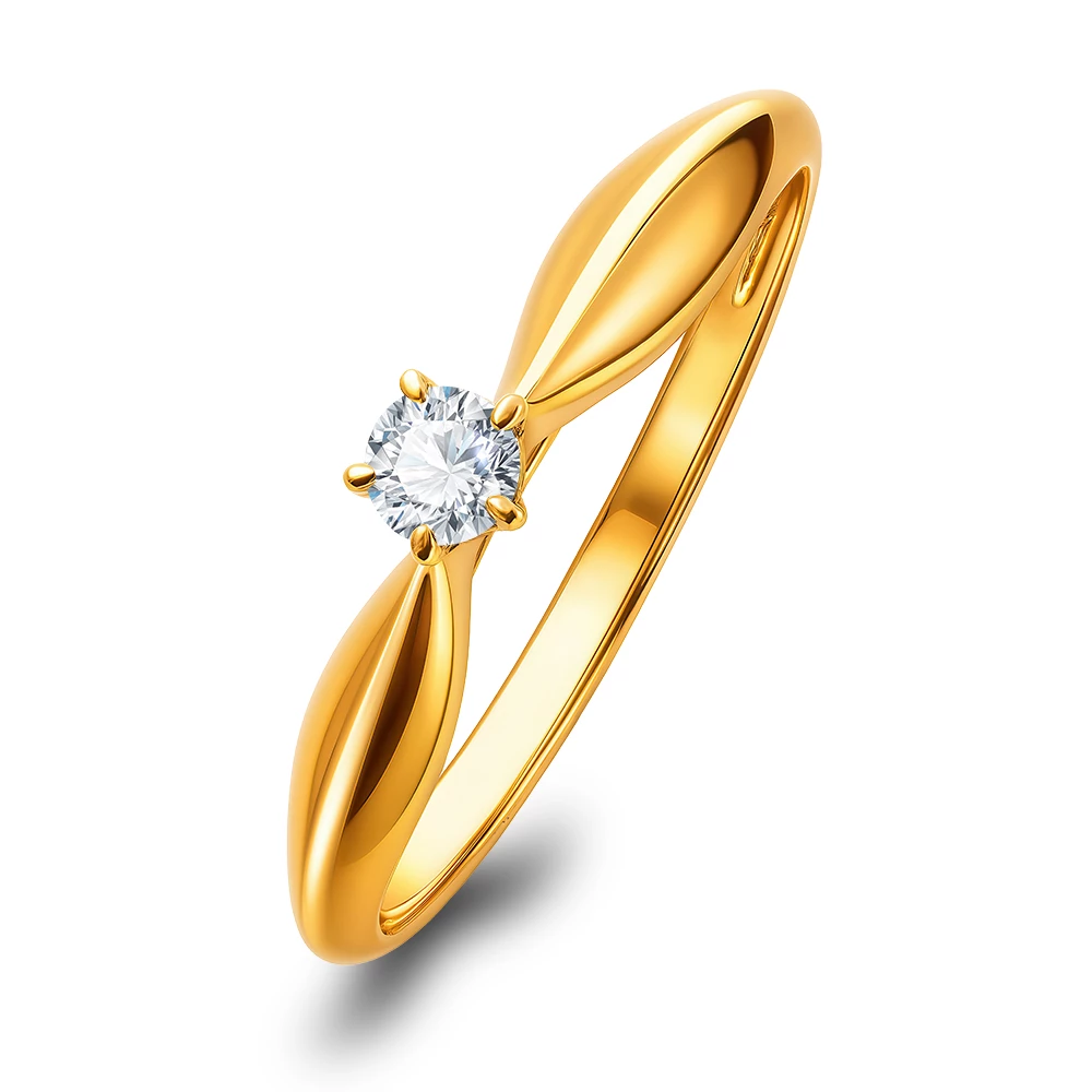 Кольцо с бриллиантом из красного золота 585 пробы