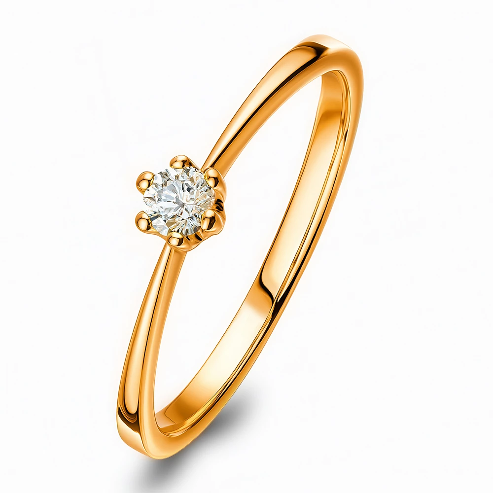 Кольцо с бриллиантом из красного золота 585 пробы