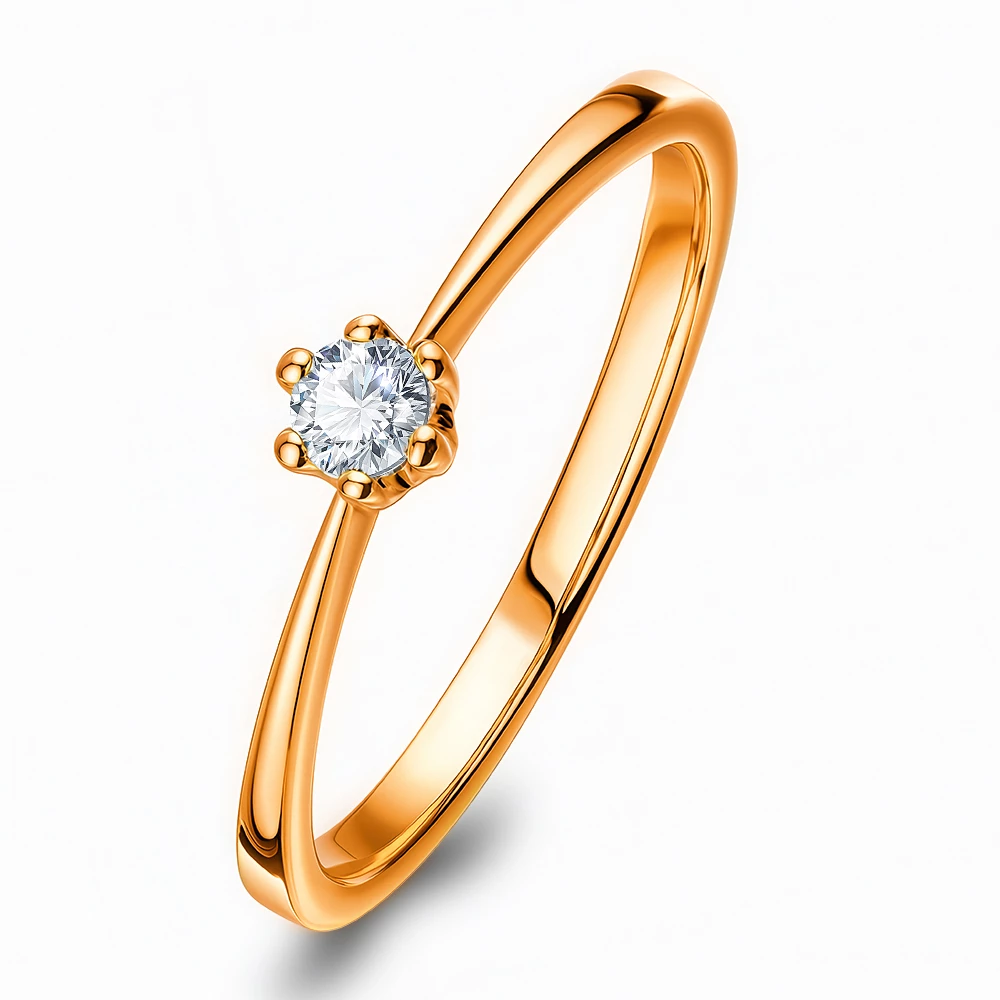 Кольцо с бриллиантом из красного золота 585 пробы