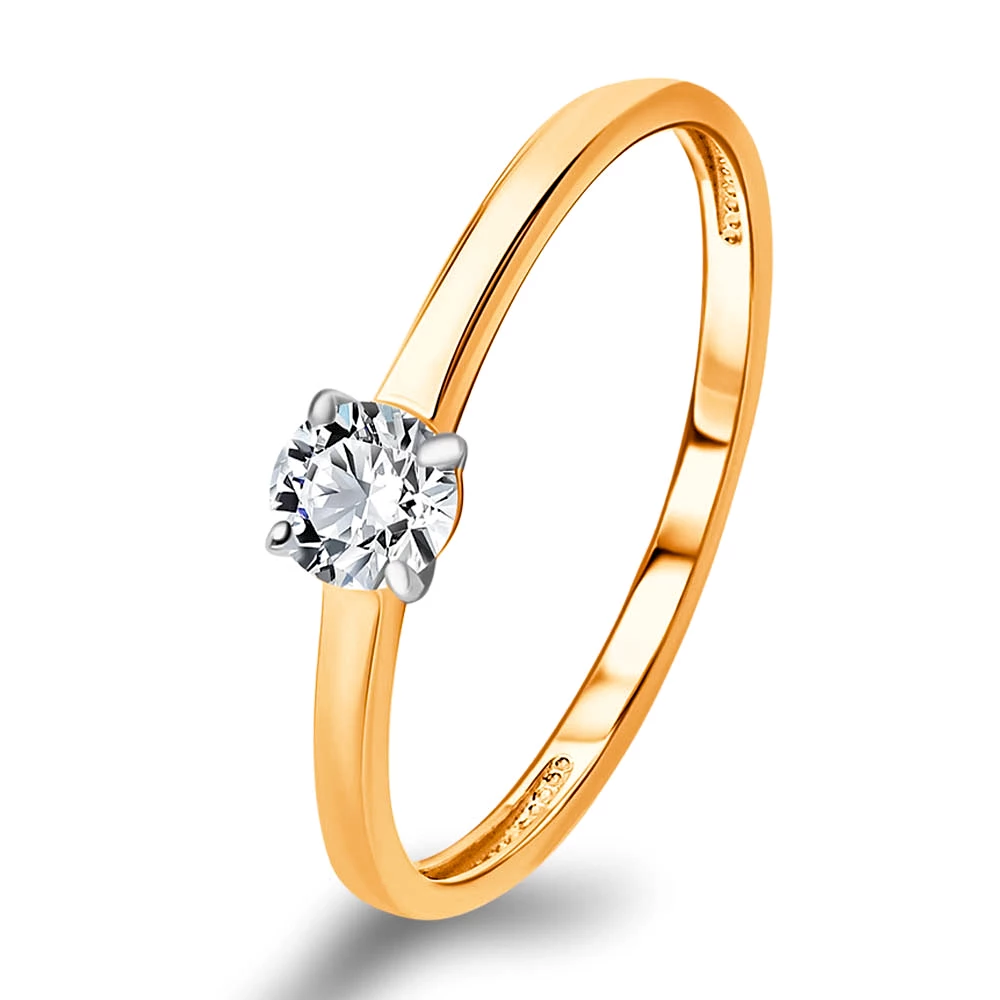 Кольцо с бриллиантом из красного золота 585 пробы