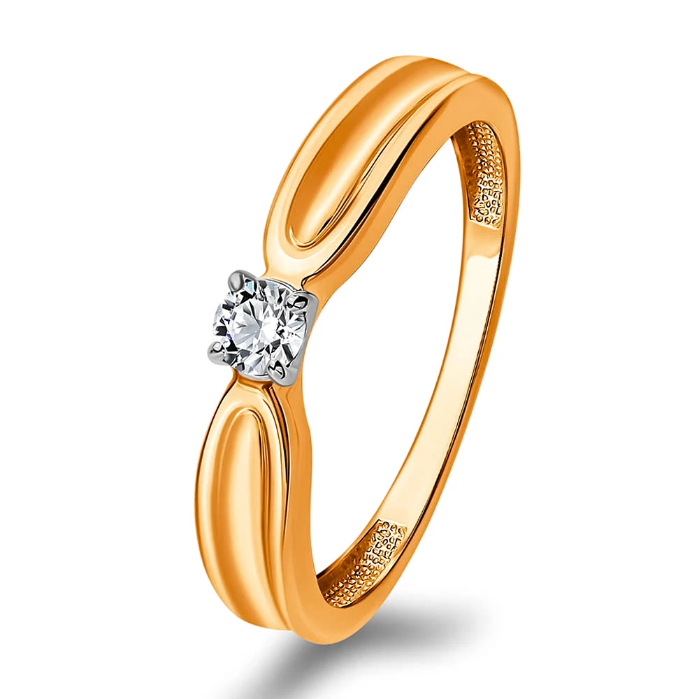 Кольцо с бриллиантом из красного золота 585 пробы