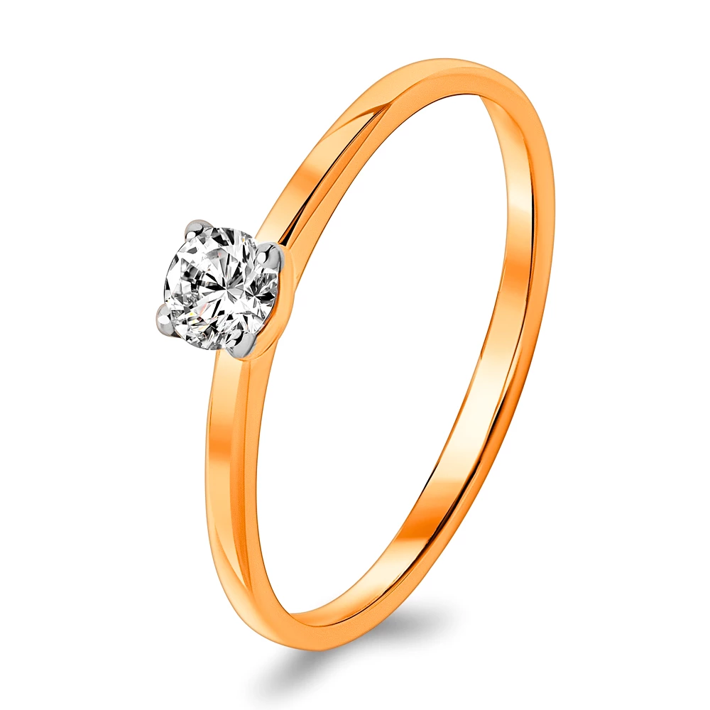 Кольцо с бриллиантом из красного золота 585 пробы