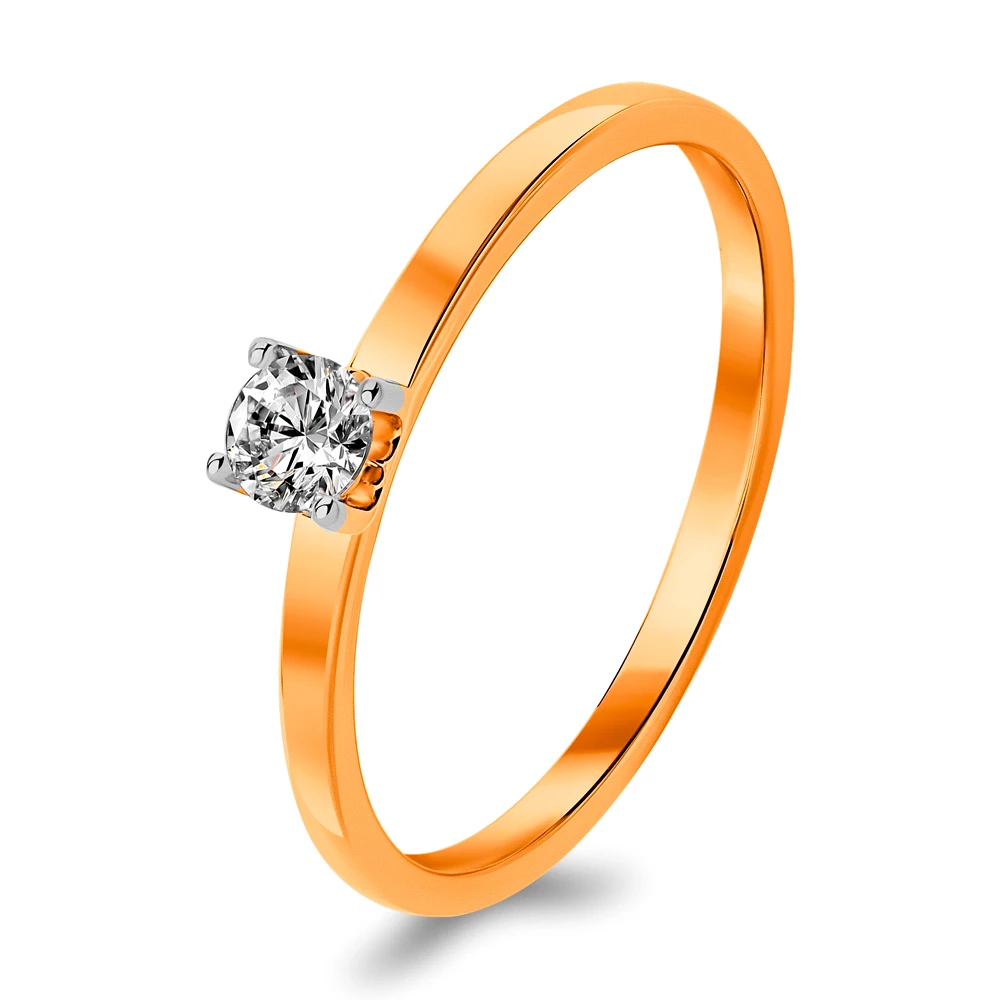 Кольцо с бриллиантом из красного золота 585 пробы