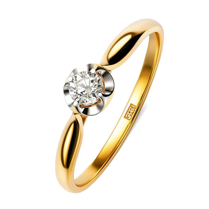 Кольцо с бриллиантом из красного золота 585 пробы