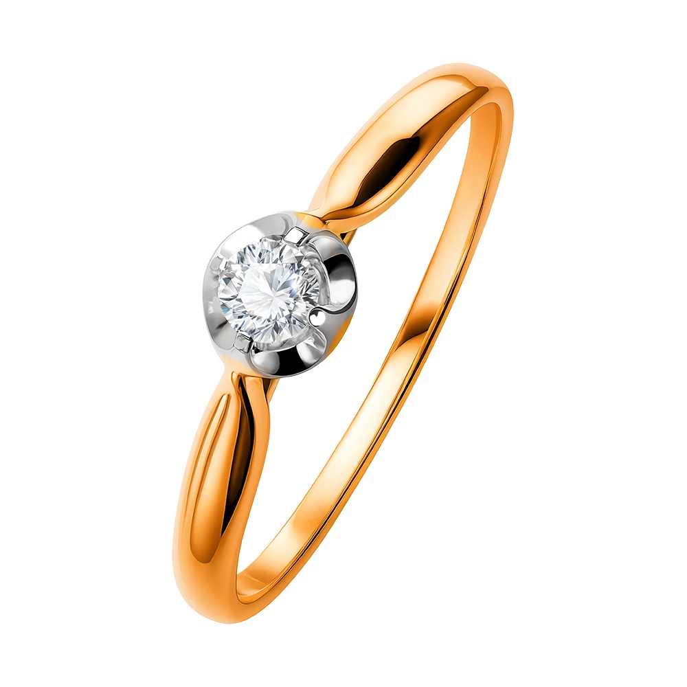 Кольцо с бриллиантом из красного золота 585 пробы