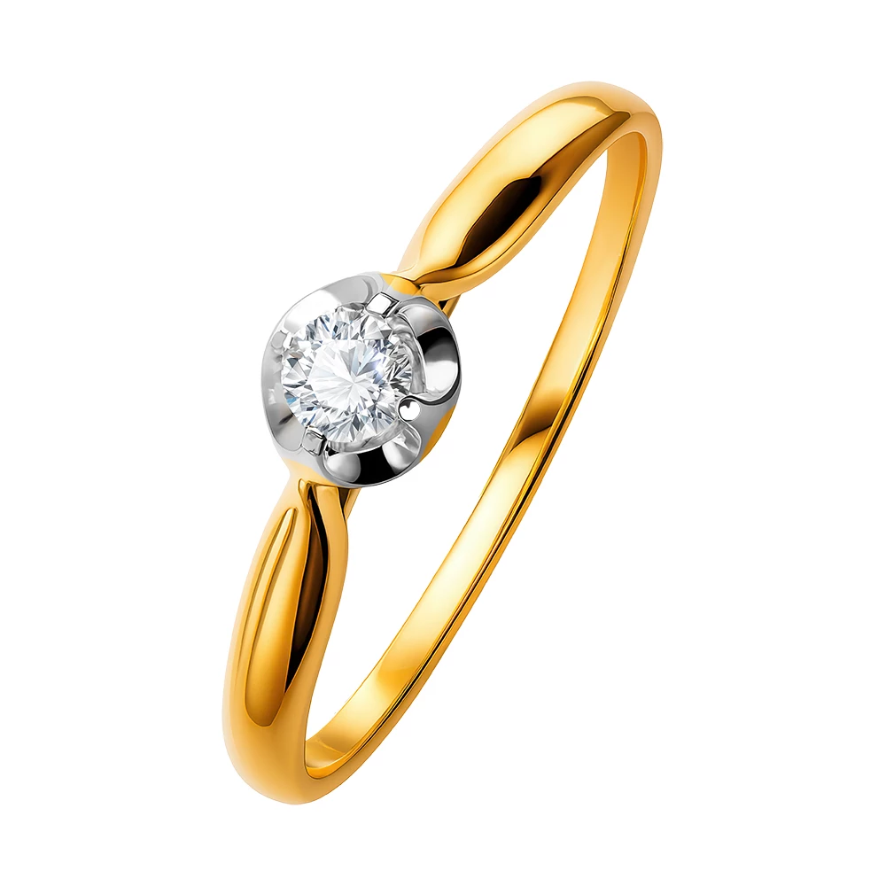 Кольцо с бриллиантом из красного золота 585 пробы