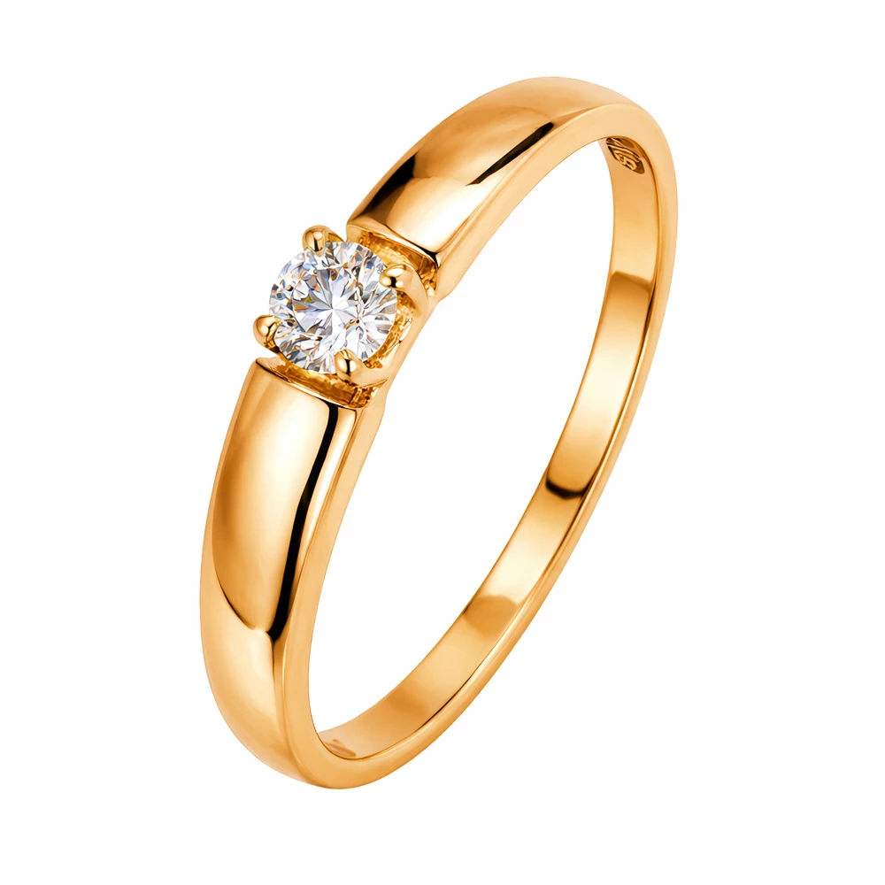 Кольцо с бриллиантом из красного золота 585 пробы