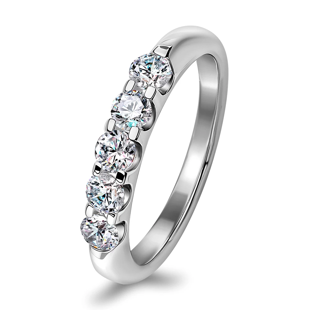 Кольцо с выращенными бриллиантами из белого золота 585 пробы