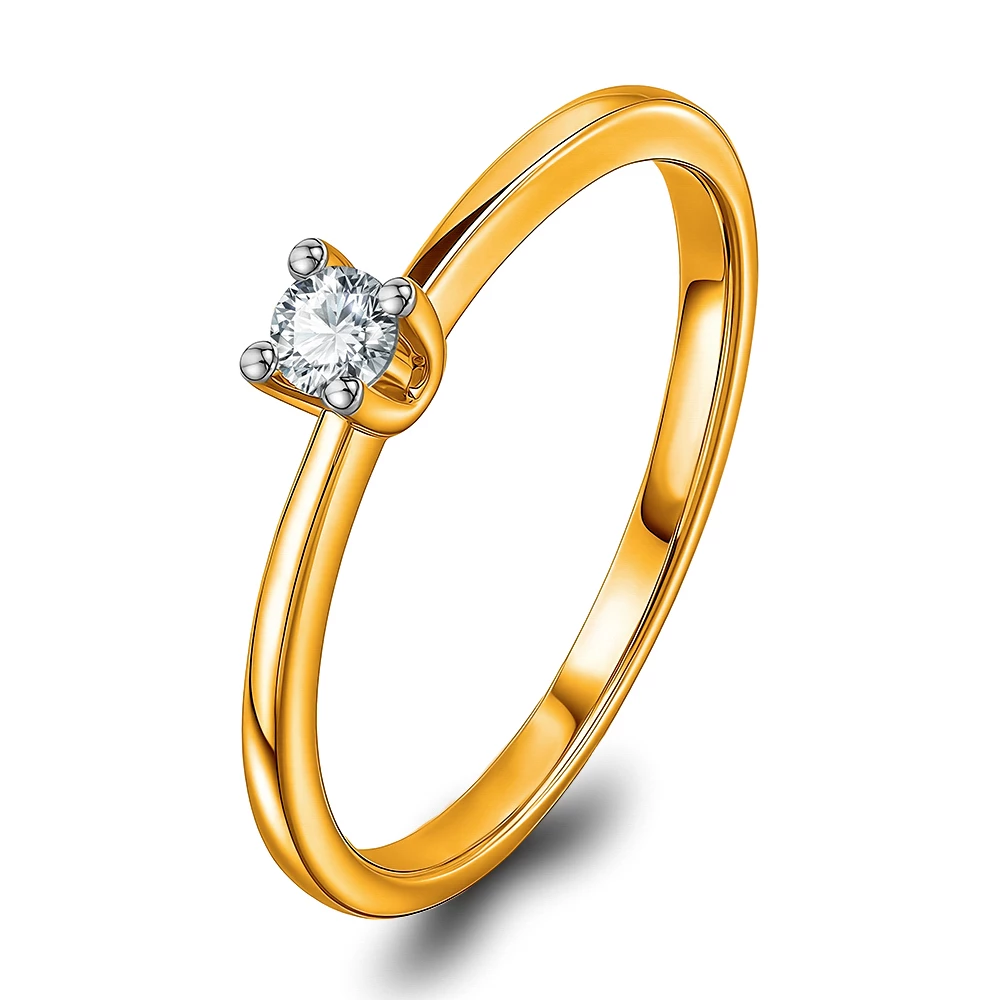 Кольцо с выращенным бриллиантом из красного золота 585 пробы