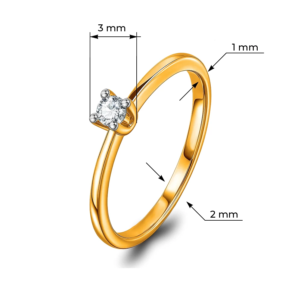Кольцо с выращенным бриллиантом из красного золота 585 пробы