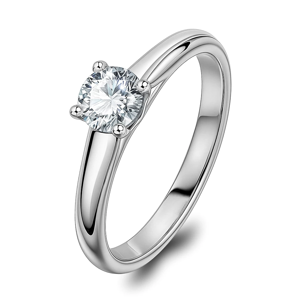 Кольцо с выращенным бриллиантом из белого золота 585 пробы