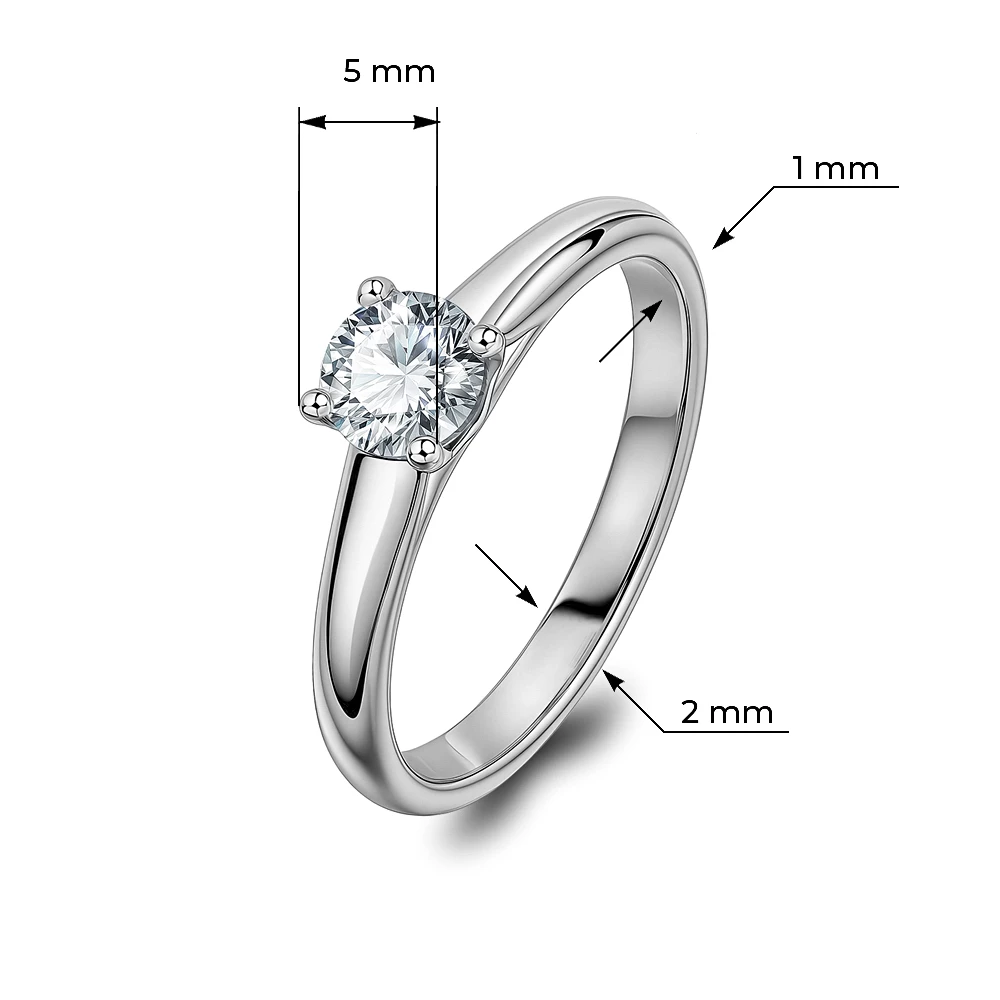 Кольцо с выращенным бриллиантом из белого золота 585 пробы