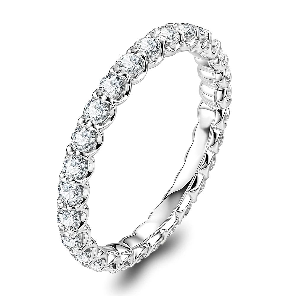 Кольцо с выращенными бриллиантами из белого золота 585 пробы