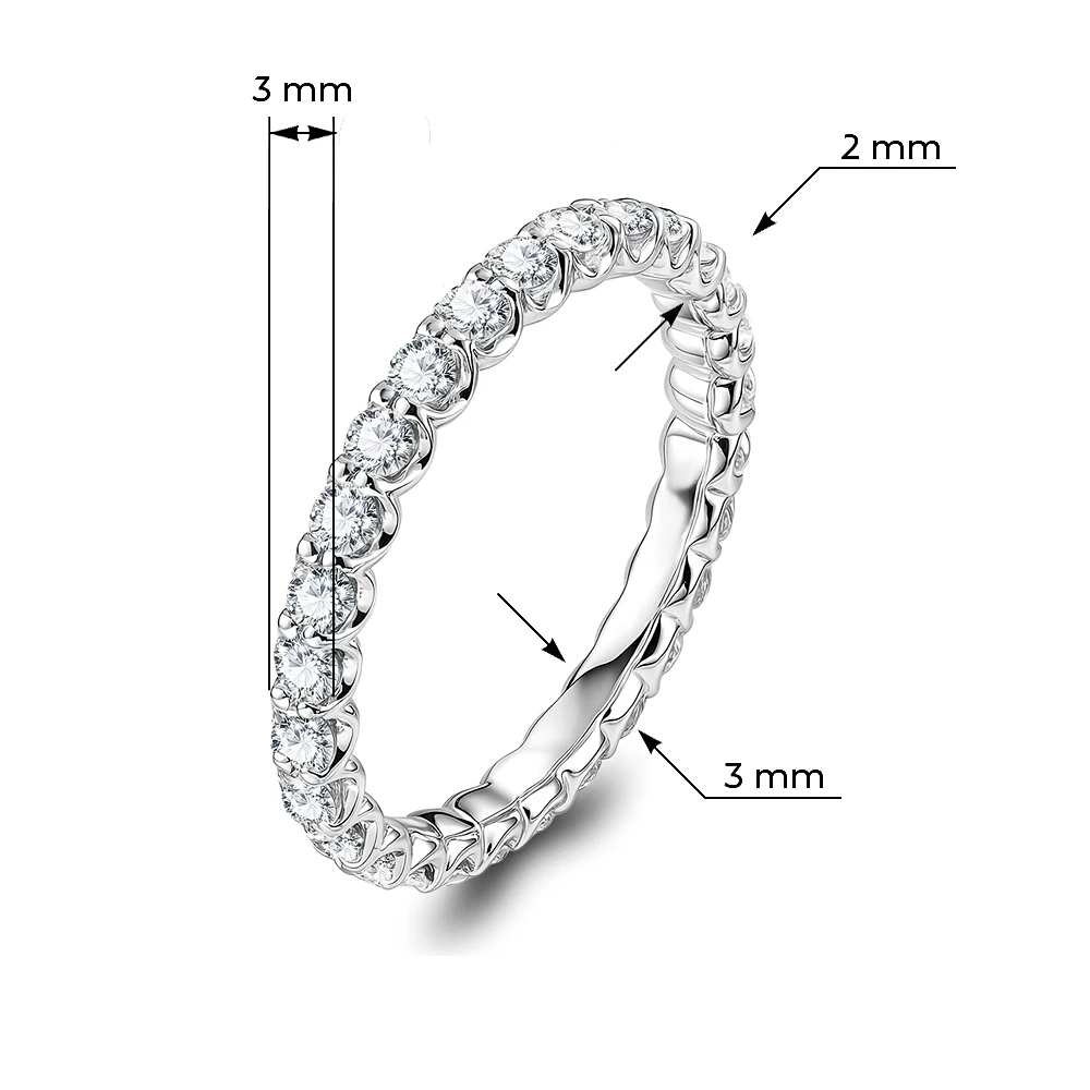 Кольцо с выращенными бриллиантами из белого золота 585 пробы