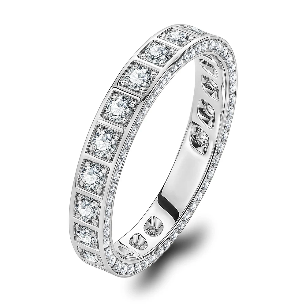 Кольцо с выращенными бриллиантами из белого золота 585 пробы