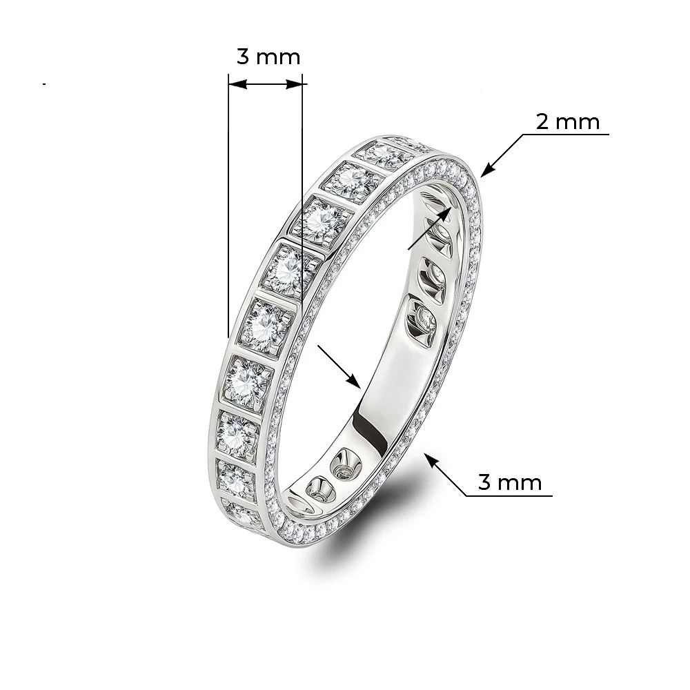 Кольцо с выращенными бриллиантами из белого золота 585 пробы