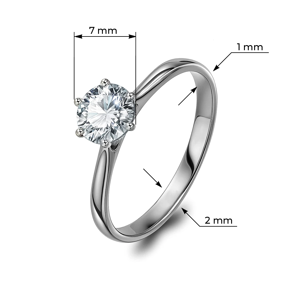 Кольцо с выращенным бриллиантом из белого золота 585 пробы Кольцо с выращенным бриллиантом из белого золота 585 пробы