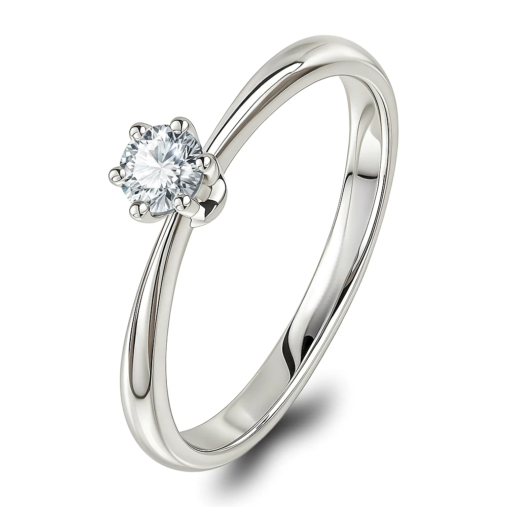 Кольцо с выращенным бриллиантом из белого золота 585 пробы