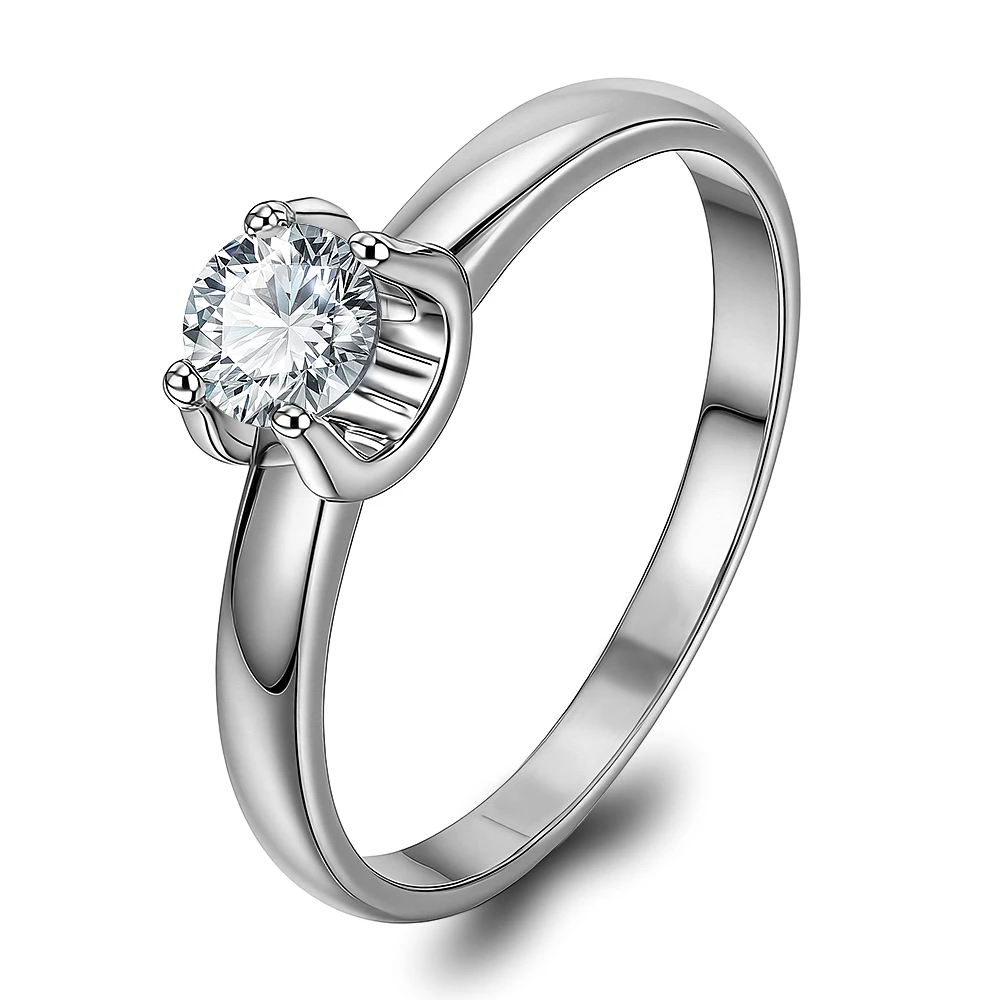 Кольцо с выращенным бриллиантом из белого золота 585 пробы