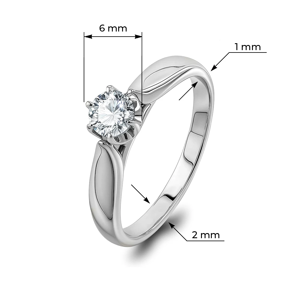 Кольцо с выращенным бриллиантом из белого золота 585 пробы